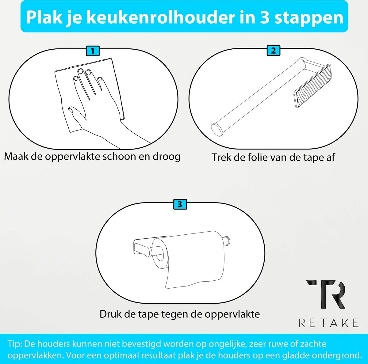 Keukenrolhouder | Zilver | Zelfklevend | Rollenhouder | Hangend | Aluminium + Gratis Handdoekhaakje 6 Keukenrolhouder | Zilver | Zelfklevend | Rollenhouder | Hangend | Aluminium + Gratis Handdoekhaakje - Afbeelding 4