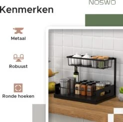 Noswo Gootsteenkast Organizer - Uitschuifbaar - Antislip - Keukenkast Organizer - Keuken Organizers - Organizer - Gootsteenrek - Keukenlade -Thuisopslag 1200x1191 4