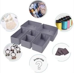 Merkloos FBC - Lade Organizer - Lade Verdeler - Lade Bakjes - Lade Indeling - Lade Opbergsysteem - Lade Organizer Kledingkast - Lade Organizer Badkamer - Lade Organizer Keuken - Lade Organizer Bureau - Grijs - 6 Stuks -Thuisopslag 1200x1192 9