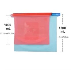Siliconen Vershoudzakken - Set Van 8 ( 4x 1000ML + 4x 1500ML) -(Transparant, Rood, Groen, Blauw) - Duurzaam - Herbruikbaar - Vries & Hitte Bestendig - Meal Prep - Opbergzak Maatbeker Meal Prep Container -Thuisopslag 1200x1193