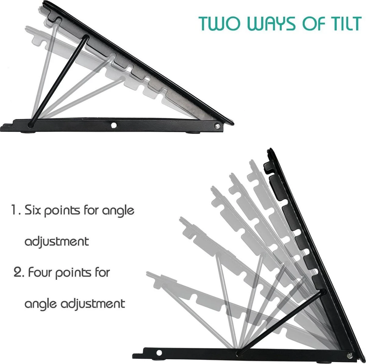 Merkloos Universele Tablet & LED A4 Lightpad Diamond Painting & Kookboek Standaard - Bureau Tafel Houder Staander - Inklapbaar & Verstelbaar, Zwart 6 Merkloos Universele Tablet & LED A4 Lightpad Diamond Painting & Kookboek Standaard - Bureau Tafel Houder Staander - Inklapbaar & Verstelbaar, Zwart - Afbeelding 4