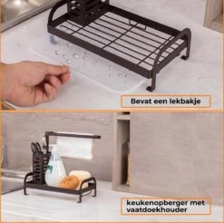 Kitchenful Aanrecht Organiser - Gootsteen Organizer - Vaatdoekhouder - Sponshouder - Keuken Organizer - Opbergrek - Keukenrek - Zwart 11 Kitchenful Aanrecht Organiser - Gootsteen Organizer - Vaatdoekhouder - Sponshouder - Keuken Organizer - Opbergrek - Keukenrek - Zwart -Thuisopslag 1200x1196 14