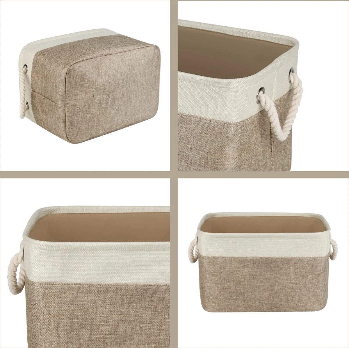 Oliva's - Kast Organizers - Set Van 3 Stevige Opbergmanden - Opberg Box / Doos / Mand - Bruin 4 Oliva's - Kast Organizers - Set Van 3 Stevige Opbergmanden - Opberg Box / Doos / Mand - Bruin - Afbeelding 2