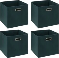 5Five Opbergmand - 4x - 29 Liter - Smaragdgroen - Linnen - 31 X 31 X 31 Cm