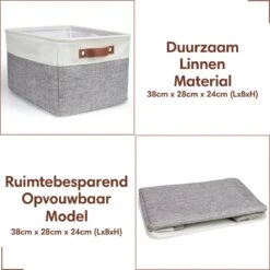 Tranquil Abode Opvouwbare Opbergmand - Set Van 3 Stevige Stoffen Opbergmanden Met Handgrepen - Opbergmand Kinderkamer Voor Speelgoed - Opbergmandjes Badkamer - Opbergbox - Kast & Lade Organizer -Thuisopslag 1200x1198 29