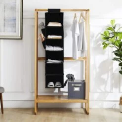 Merkloos Kast Organizer - 6 Vakken - Textiel - Zwart - Hangende Opberger - Organizer Hangend - Kleding Opberger - Kledingkast Organizer -Thuisopslag 1200x1198 30