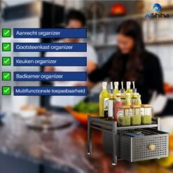 AlShiha® Organizer - Keuken Organizer - Ladekast - (Een Laag ) - Kast Organizer - Keukenrek - Gootsteenkast Organizer - Aanrecht Organiser - Bureau Organizer - Opbergrek - Keukenkast Organizer - Badkamer Organizer -Thuisopslag 1200x1199 10