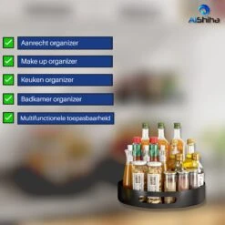 AlShiha® Organizer - Draaiplateau - Keuken Organizers - Aanrecht Organiser - Draaischijf - Badkamer Organizer - Make Up Organizer - Kruidenrek - Kast Organizer - Keukenkast Organizer -Thuisopslag 1200x1199 11