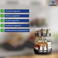 AlShiha® Organizer- Draaiplateau - 2 Laags(Zwart) - Keuken Organizers - Aanrecht Organiser - Draaischijf - Badkamer Organizer - Make Up Organizer - Kruidenrek - Kast Organizer - Keukenkast Organizer 19 AlShiha® Organizer- Draaiplateau - 2 Laags(Zwart) - Keuken Organizers - Aanrecht Organiser - Draaischijf - Badkamer Organizer - Make Up Organizer - Kruidenrek - Kast Organizer - Keukenkast Organizer -Thuisopslag 1200x1199 3