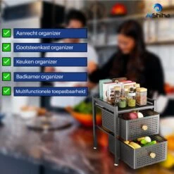 AlShiha® Organizer - Ladekast - (Twee Laags ) - Zwart - Gootsteenkast Organizer - Aanrecht Organiser - Opbergrek - Keukenkast Organizer - Badkamer Organizer -Thuisopslag 1200x1199 5