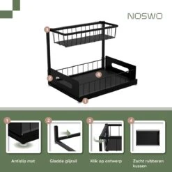 Noswo Gootsteenkast Organizer - Uitschuifbaar - Antislip - Keukenkast Organizer - Keuken Organizers - Organizer - Gootsteenrek - Keukenlade -Thuisopslag 1200x1200 1004