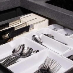 Merkloos Springos Lade Organizer | Opbergbakjes | Lade Verdeler | Voor Keuken En Bureau | Badkamer | Lade Bakjes | Make Up Organizer | 8 Delen | Wit -Thuisopslag 1200x1200 1027