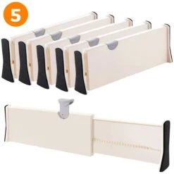 Posity Ladeverdeler - Lade Organizer - Voor Keuken / Slaapkamer / Kantoor / Kleding - Verstelbaar/uitschuifbaar - 5 Stuks - Plastic