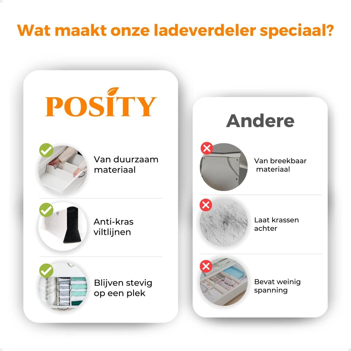 Posity Ladeverdeler - Lade Organizer - Voor Keuken / Slaapkamer / Kantoor / Kleding - Verstelbaar/uitschuifbaar - 5 Stuks - Plastic 8 Posity Ladeverdeler - Lade Organizer - Voor Keuken / Slaapkamer / Kantoor / Kleding - Verstelbaar/uitschuifbaar - 5 Stuks - Plastic - Afbeelding 6