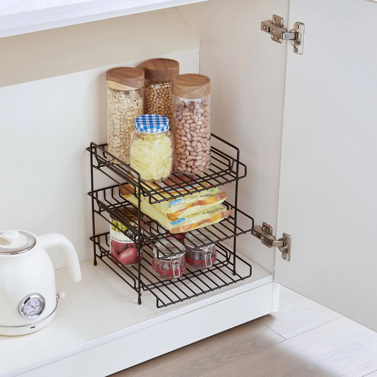 ACAZA Keukenrek - Kruiden Rek - Aanrecht Organizer Met 3 Niveaus - Onder De Gootsteen Organizer - 30x26x30cm - Zwart 5 ACAZA Keukenrek - Kruiden Rek - Aanrecht Organizer Met 3 Niveaus - Onder De Gootsteen Organizer - 30x26x30cm - Zwart - Afbeelding 3