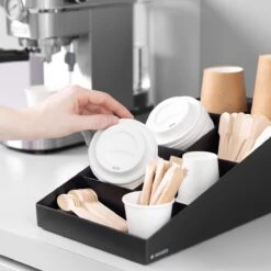 Navaris Organizer Voor Koffieaccessoires - Bakje Voor Suiker, Melk En Theezakjes - 7 Vakken - Zwart -Thuisopslag 1200x1200 1049