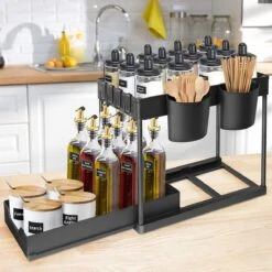 YOCOLE Rek Voor Onder De Wastafel, Rek Met 2 Etages, Uittrekbaar Rek Voor Onder De Wastafel, Opslag Onder De Gootsteen, Met 4 Haken En 2 Bakken, Organizer Voor Onder De Wastafel, Kast, Voor Badkamer, Keuken, Zwart 11 YOCOLE Rek Voor Onder De Wastafel, Rek Met 2 Etages, Uittrekbaar Rek Voor Onder De Wastafel, Opslag Onder De Gootsteen, Met 4 Haken En 2 Bakken, Organizer Voor Onder De Wastafel, Kast, Voor Badkamer, Keuken, Zwart -Thuisopslag 1200x1200 1060