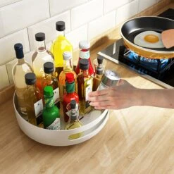 AlShiha® Organizer - Draaiplateau - Wit - Aanrecht Organizer- Badkamer Organizer - Aanrecht Organiser - Opbergrek - Make Up Organizer - Kruidenrek - Kast Organizer - Kruidenrek - Keukenkast - Keuken Organizers -Thuisopslag 1200x1200 1072