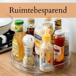 Merkloos Ronddraaiend Draaiplateau Staand - Medium - Draaischijf - Kruidenrek - Keukenkastorganizer - Lazy Susan Draaiplateau - Kruiden Organizer - Aanrecht Organizer - Draaiplateau Rond - Keuken Opbergers - Gootsteen Organiser - 24 Cm - Bwa Commerce -Thuisopslag 1200x1200 1075
