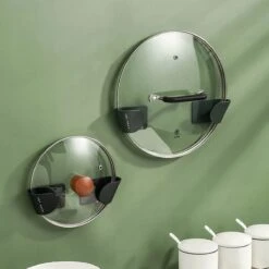 Deluqse Pannendekselhouder - Dekselhouder - Zwart - 2 Stuks - Pannendeksel Houder - Dekselhouder Opbergrek - Pannenhouder - Deksel Rek