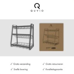 QUVIO Kruidenrek - Keukenrek Staand - Keukenrekje - Keukenrek - Aanrecht Organizer - Metaal - 19 X 35 X 38 Cm -Thuisopslag 1200x1200 11