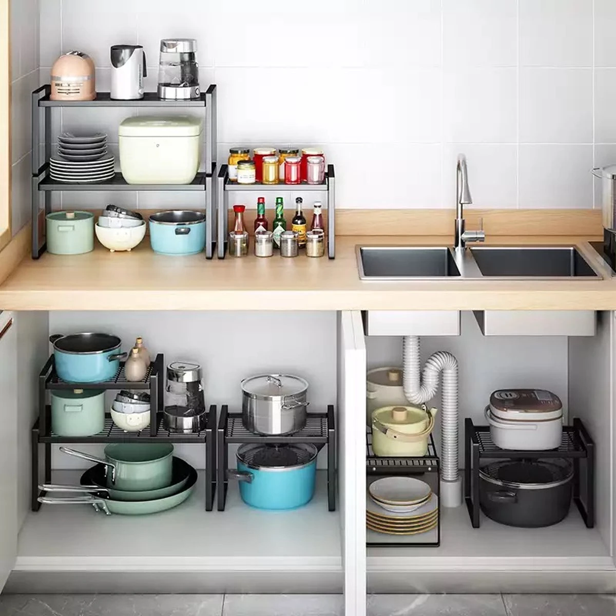 Keuken Organizers - Aanrecht Organiser - 23,8*40,3* 21 - Pannenrekken - Gootsteenkast Organizer - Bureau Organizer - Opbergrek - Kruidenrek - Kast Organizer - Badkamer Organizer 21 Keuken Organizers - Aanrecht Organiser - 23,8*40,3* 21 - Pannenrekken - Gootsteenkast Organizer - Bureau Organizer - Opbergrek - Kruidenrek - Kast Organizer - Badkamer Organizer - Afbeelding 19