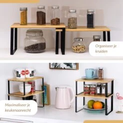 SensaHome - Keuken Organizer - Bureau/ Aanrecht Organizer - Keukenrek/Kruidenrek/Badkamer Organizer - Set Van 2 - Zwart -Thuisopslag 1200x1200 1118