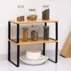 SensaHome - Keuken Organizer - Bureau/ Aanrecht Organizer - Keukenrek/Kruidenrek/Badkamer Organizer - Set Van 2 - Zwart -Thuisopslag 1200x1200 1119