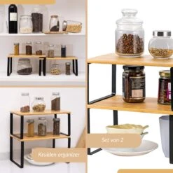 SensaHome - Keuken Organizer - Bureau/ Aanrecht Organizer - Keukenrek/Kruidenrek/Badkamer Organizer - Set Van 2 - Zwart -Thuisopslag 1200x1200 1122