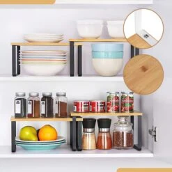 SensaHome - Keuken Organizer - Bureau/ Aanrecht Organizer - Keukenrek/Kruidenrek/Badkamer Organizer - Set Van 2 - Zwart -Thuisopslag 1200x1200 1123