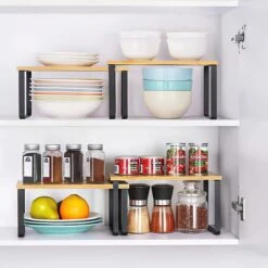 SensaHome - Keuken Organizer - Bureau/ Aanrecht Organizer - Keukenrek/Kruidenrek/Badkamer Organizer - Set Van 2 - Zwart -Thuisopslag 1200x1200 1125