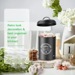 Professionele Bewaardozen - Set Van 3 - Voor Aardappels, Uien En Knoflook - Retro Design - Voorraadcontainer Van Metaal - Keukenopslag - Groentes Bewaren Voor Lange Tijd - Perfect Cadeau Voor In De Keuken -Thuisopslag 1200x1200 115