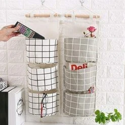 Merkloos Opbergzakken Linnen - Ruimtebesparend - 2 Stuks - Hangende Opberger - Textiel - 64x25cm -Thuisopslag 1200x1200 1172