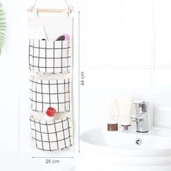 Merkloos Opbergzakken Linnen - Ruimtebesparend - 2 Stuks - Hangende Opberger - Textiel - 64x25cm -Thuisopslag 1200x1200 1173