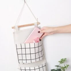 Merkloos Opbergzakken Linnen - Ruimtebesparend - 2 Stuks - Hangende Opberger - Textiel - 64x25cm -Thuisopslag 1200x1200 1174