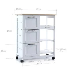 Keukentrolley Op Wieltjes - Serveerwagen - Wit/Grenenhout - Met Lades - Rolwagen Keuken -Thuisopslag 1200x1200 1196