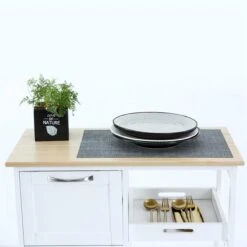 Keukentrolley Op Wieltjes - Serveerwagen - Wit/Grenenhout - Met Lades - Rolwagen Keuken -Thuisopslag 1200x1200 1198