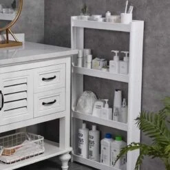 Merkloos Decopatent® Smal Keukenrek Opbergrek 4 Laags Op Wieltjes Met Vakken - Smalle Kast - Keukentrolley Met Wielen - Badkamer - Nisrek -Thuisopslag 1200x1200 1205