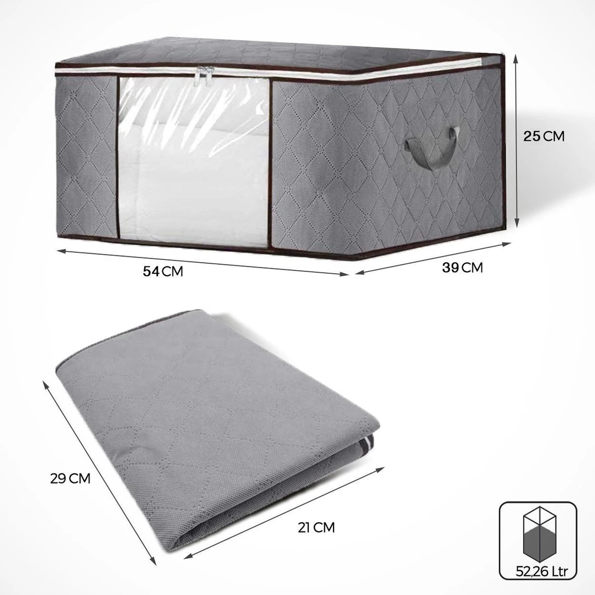 LifeGoods Opbergtas En Organizer - 4x 50L - 54x25x39 Cm - Textiel - Grijs 4 LifeGoods Opbergtas En Organizer - 4x 50L - 54x25x39 Cm - Textiel - Grijs - Afbeelding 2