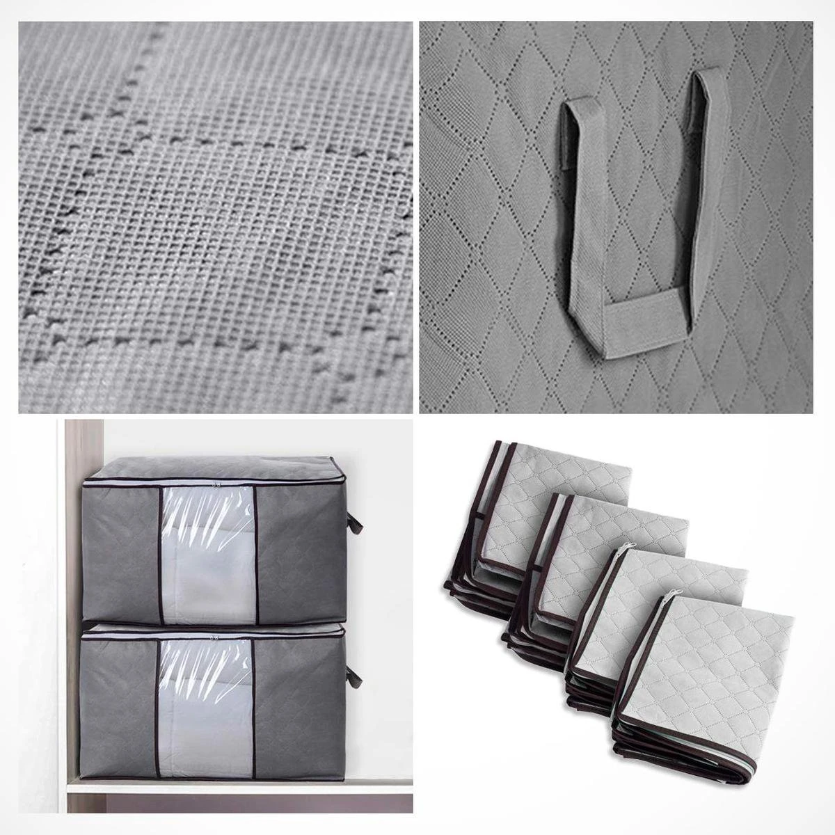 LifeGoods Opbergtas En Organizer - 4x 50L - 54x25x39 Cm - Textiel - Grijs 10 LifeGoods Opbergtas En Organizer - 4x 50L - 54x25x39 Cm - Textiel - Grijs - Afbeelding 8