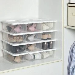 Trend24 Opbergboxen - Opbergbox Met Deksel - Opbergdozen - Opbergboxen Kunststof Met Deksel - 12,5 X 34,5 X 19,5 Cm - Set Van 12 Stuks - Wit - Transparant -Thuisopslag 1200x1200 1288