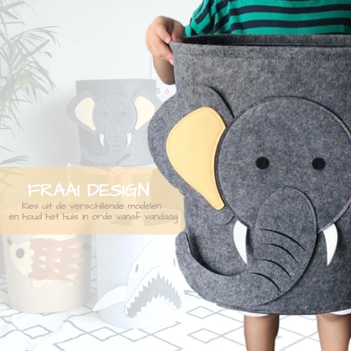 Speelgoedmand Kinderen – Opbergmand Kinderkamer – Speelgoed Opbergen – Speelgoedkist - Olifant 6 Speelgoedmand Kinderen – Opbergmand Kinderkamer – Speelgoed Opbergen – Speelgoedkist - Olifant - Afbeelding 4