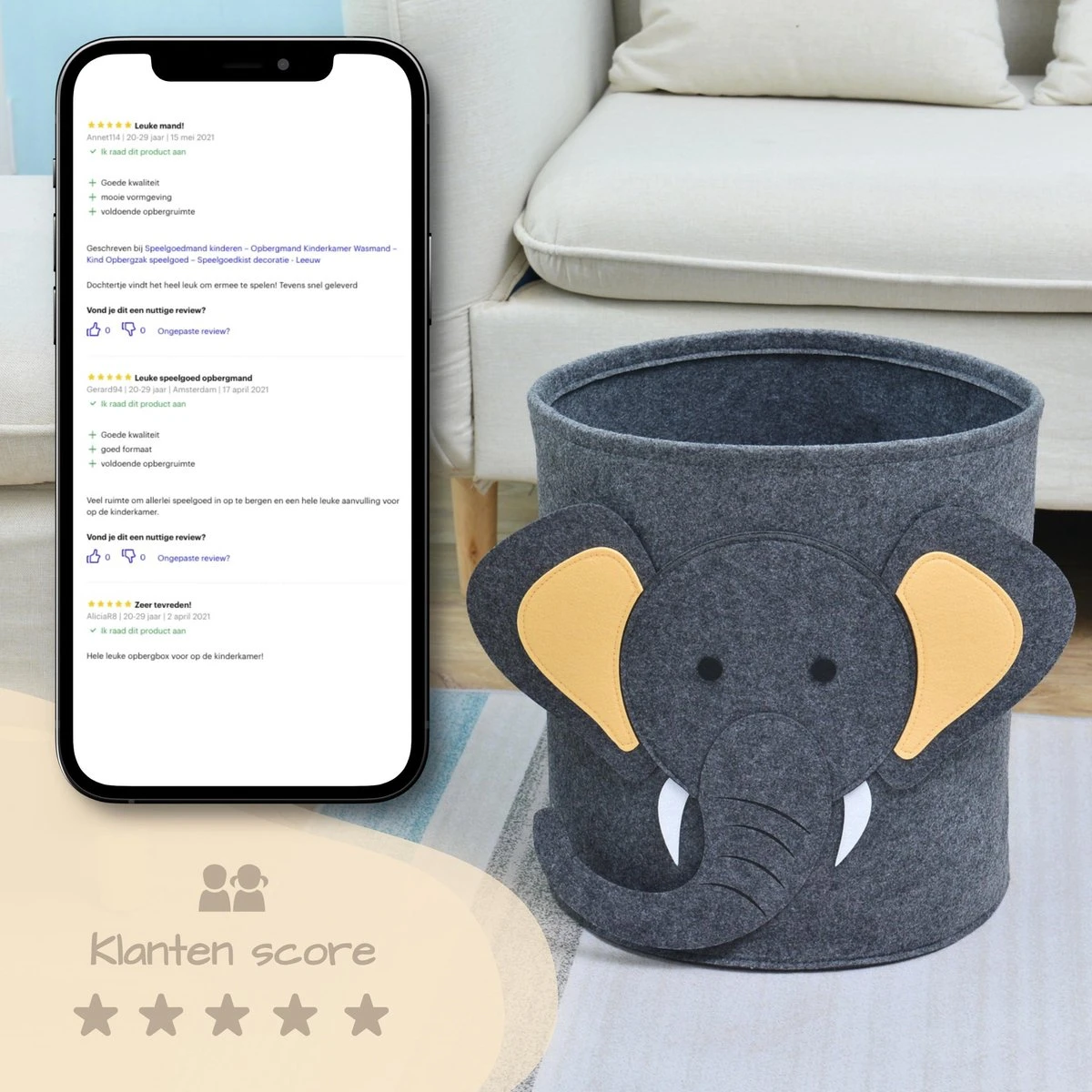 Speelgoedmand Kinderen – Opbergmand Kinderkamer – Speelgoed Opbergen – Speelgoedkist - Olifant 7 Speelgoedmand Kinderen – Opbergmand Kinderkamer – Speelgoed Opbergen – Speelgoedkist - Olifant - Afbeelding 5