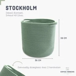 Mand Van Sophie Nordinn® - Opbergmand Stockholm (Mintgroen) - Wasmand - Wasmanden - 40 Liter -Thuisopslag 1200x1200 1336