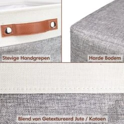 Tranquil Abode Opvouwbare Opbergmand - Set Van 3 Stevige Stoffen Opbergmanden Met Handgrepen - Opbergmand Kinderkamer Voor Speelgoed - Opbergmandjes Badkamer - Opbergbox - Kast & Lade Organizer -Thuisopslag 1200x1200 1342