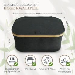 MIRI Opbergmand Met Deksel – Opbergbox – Opbergdoos – Kast Organizer – Wasmand – Sorteerdoos – Opberger – Opvouwbaar – 16L – Bamboe – Badkamer/woonkamer/kinderkamer -Thuisopslag 1200x1200 1351