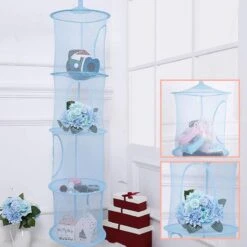 Merkloos Hangende Opberger - Kinderkamer - Opvouwbaar - 4 Vakken - Blauw -Thuisopslag 1200x1200 1355