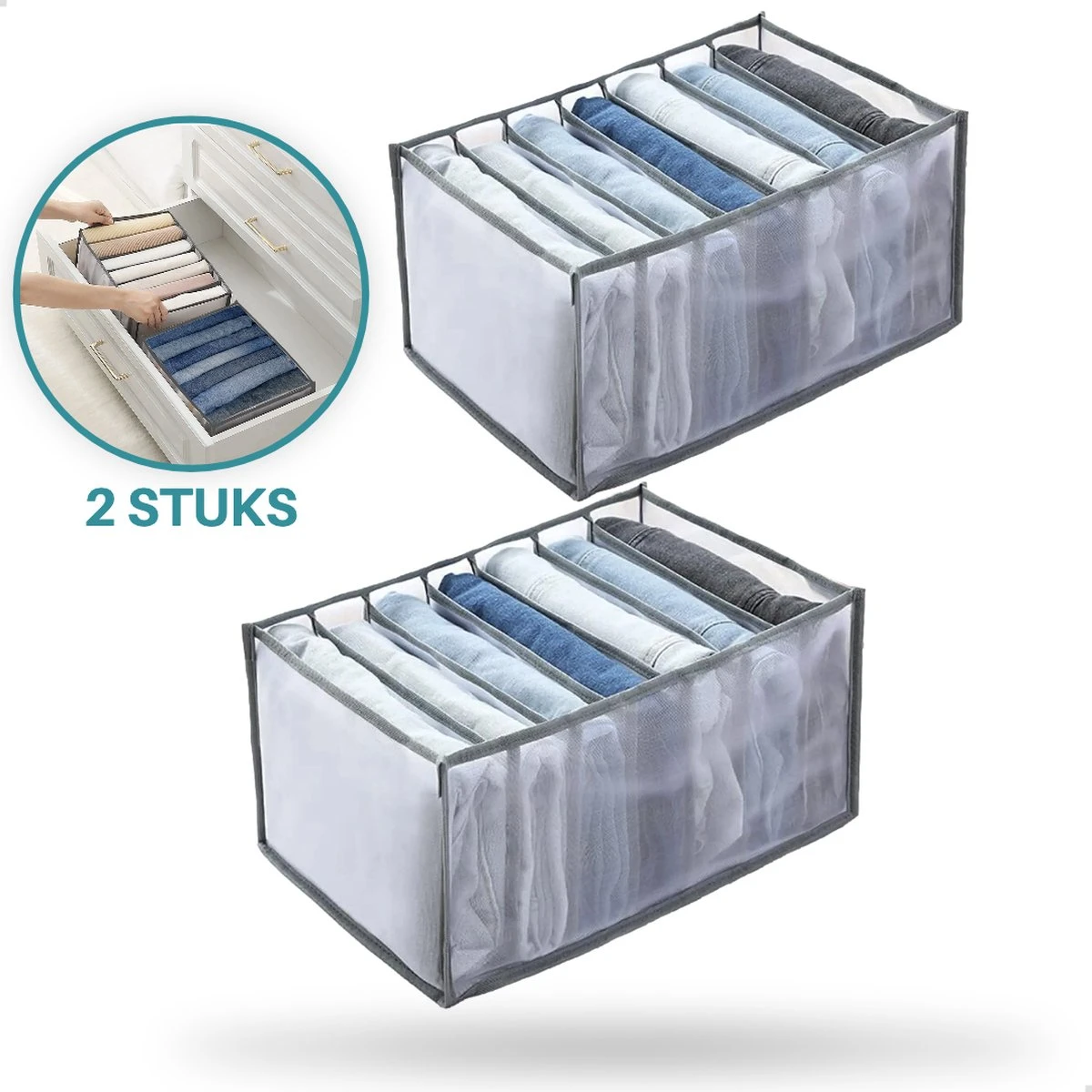 Mondio Broeken Kleding Organizer - Set: 2 Stuks - Opberg Box/Doos/Mand/Vakken - Opbergbox Kast/Kledingkast/Lade - Organizer Kleding/BH/Sokken/Ondergoed - Ruimtebesparende Kledinghangers 3 Mondio Broeken Kleding Organizer - Set: 2 Stuks - Opberg Box/Doos/Mand/Vakken - Opbergbox Kast/Kledingkast/Lade - Organizer Kleding/BH/Sokken/Ondergoed - Ruimtebesparende Kledinghangers
