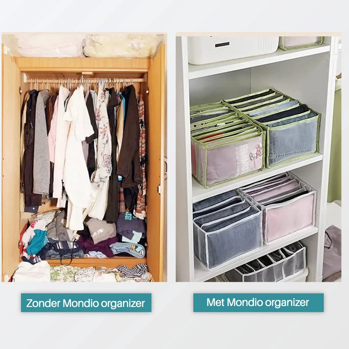 Mondio Broeken Kleding Organizer - Set: 2 Stuks - Opberg Box/Doos/Mand/Vakken - Opbergbox Kast/Kledingkast/Lade - Organizer Kleding/BH/Sokken/Ondergoed - Ruimtebesparende Kledinghangers 7 Mondio Broeken Kleding Organizer - Set: 2 Stuks - Opberg Box/Doos/Mand/Vakken - Opbergbox Kast/Kledingkast/Lade - Organizer Kleding/BH/Sokken/Ondergoed - Ruimtebesparende Kledinghangers - Afbeelding 5
