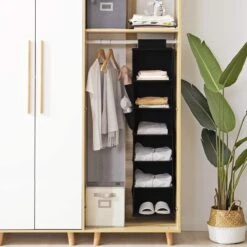 Merkloos Kast Organizer - 6 Vakken - Textiel - Zwart - Hangende Opberger - Organizer Hangend - Kleding Opberger - Kledingkast Organizer -Thuisopslag 1200x1200 1370